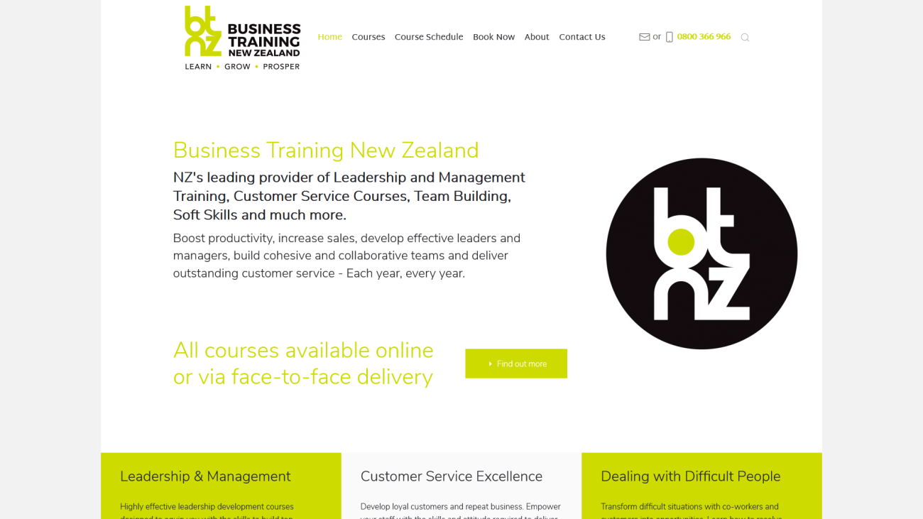 Business Training NZ new Joomla website